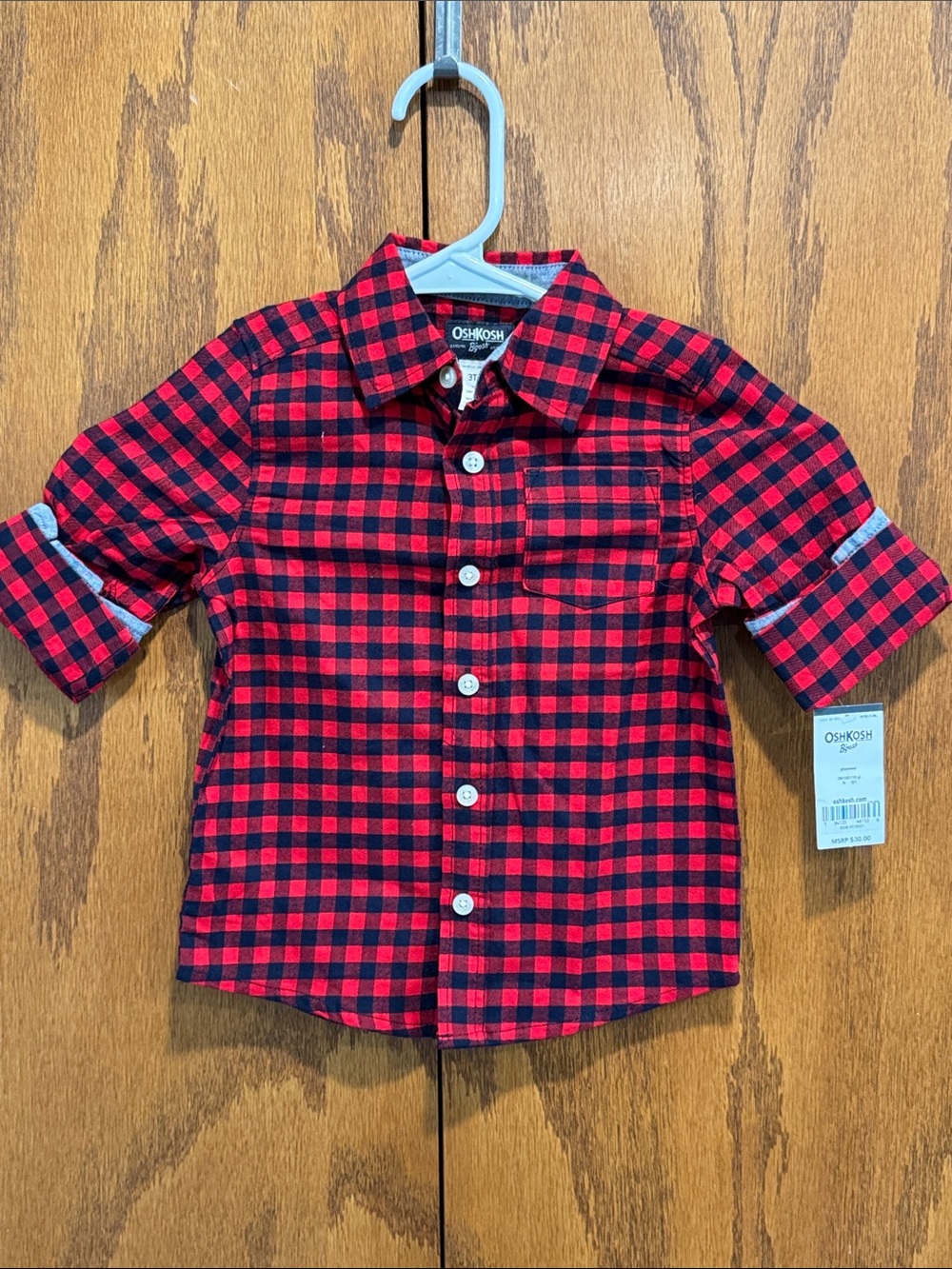 OshKosh B'gosh Red & Black Buffalo Plaid Button-Down Shirt